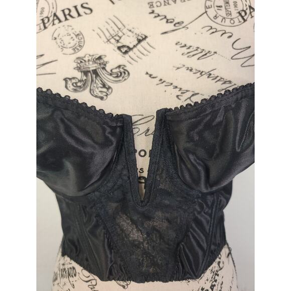 Vintage 1980s Backless by Smoothie Womens Sz 36B Lace Bra Corset Black Sexy - Picture 2 of 8